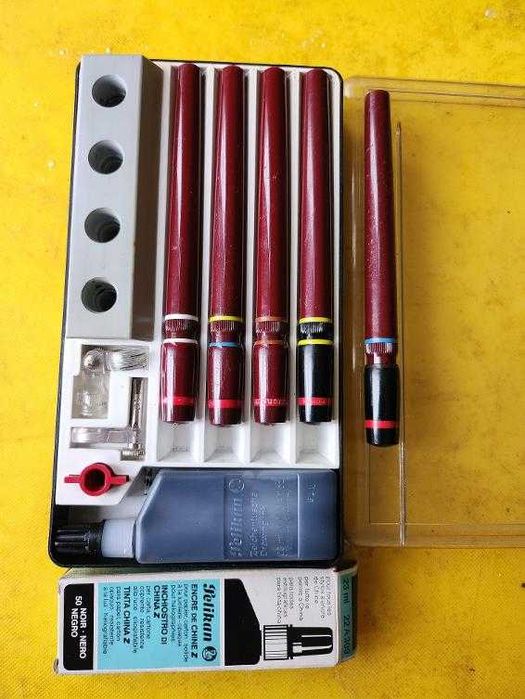рапидографи немски Rotring mod.Micronorm 0,25/0,35/0,50/0,60(+1,4)мм,работещи+туш и по-малък комплект