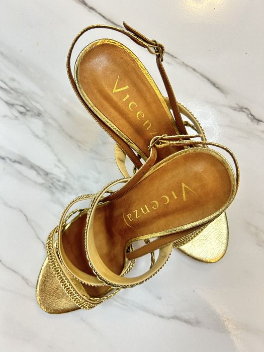 Sandale din piele, aurii, 39