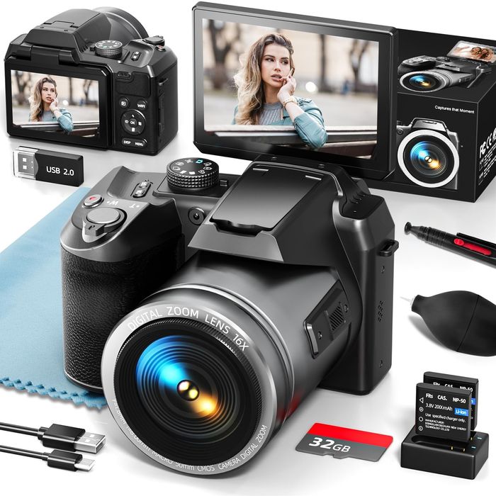 Промо Цена!NBD 64MP 5K цифров фотоапарат с автофокус, WiFi и управление чрез приложение,