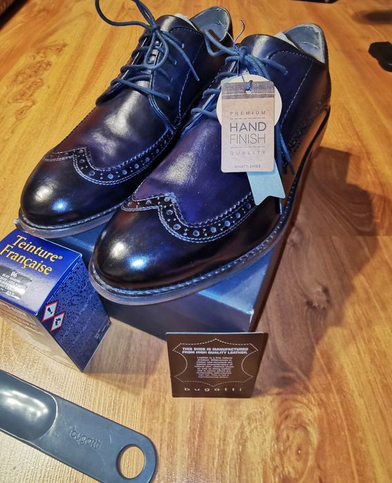 Pantofi Bugatti, noi, piele naturala, brogue, marimea 44