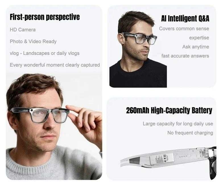 Смарфтон Записващи Очила Скрита Камера Умни Очила Видеозапис Разговори