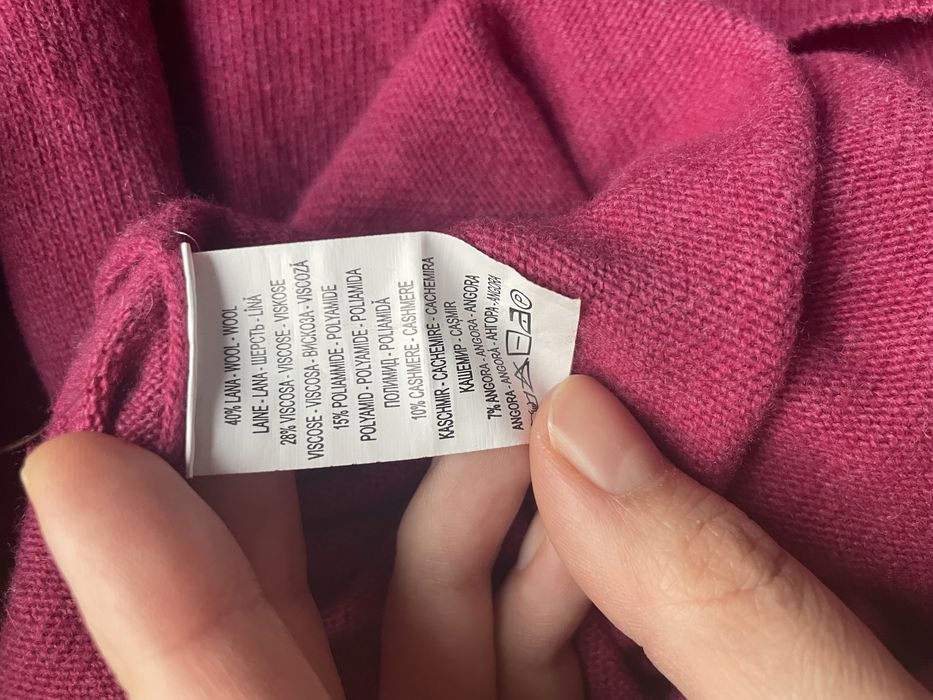 Pulover fucsia din lână și cașmir și alte fibre