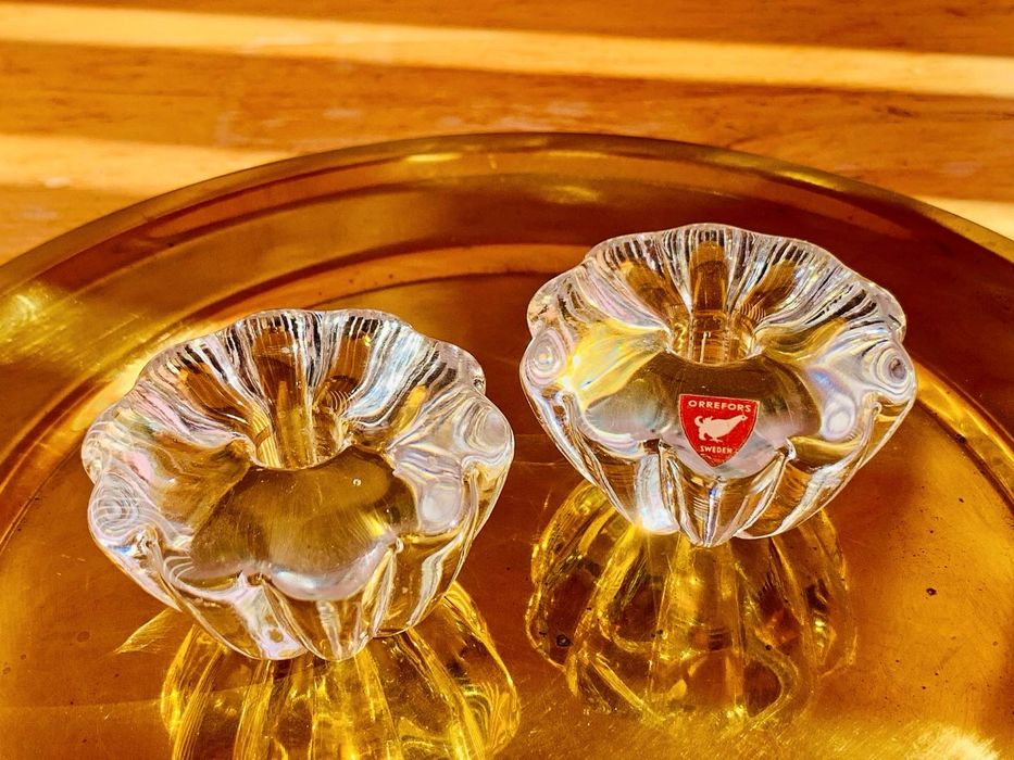 Два швески свещника от истински кристал на Orrefors