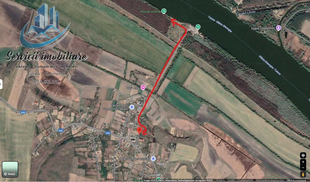 Teren 6,34 Euro/mp (supraf. 7573 mp vedere la Dunare – Sat Victoria, Com.Nufaru - Tulcea)