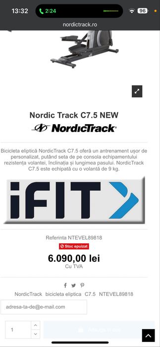 Bicicleta eliptica NordicTrack C7.5