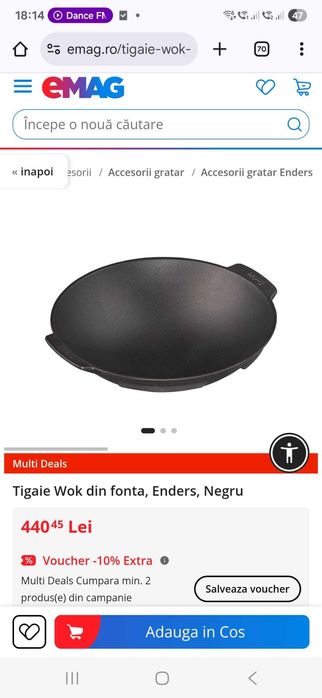 Tigaie Wok din fontă, diametru 38 cm