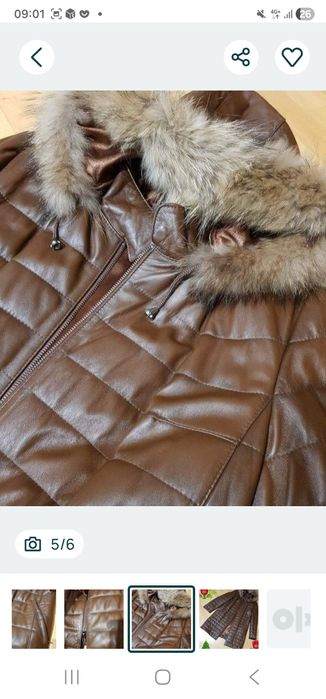 Haina matlasata piele naturala 100%,Italia,gluga cu blanita naturala