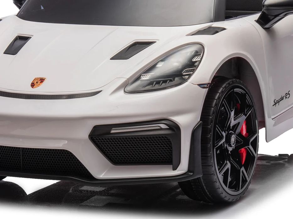 Porsche spyder rs 12v – детска акумулаторна кола, бяла, eva гуми