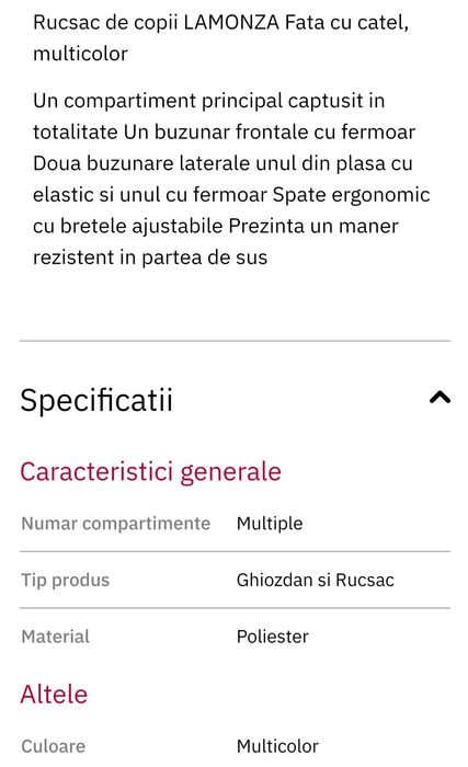 Ghiozdan scoala  Nou Rucsac fete Lamonza