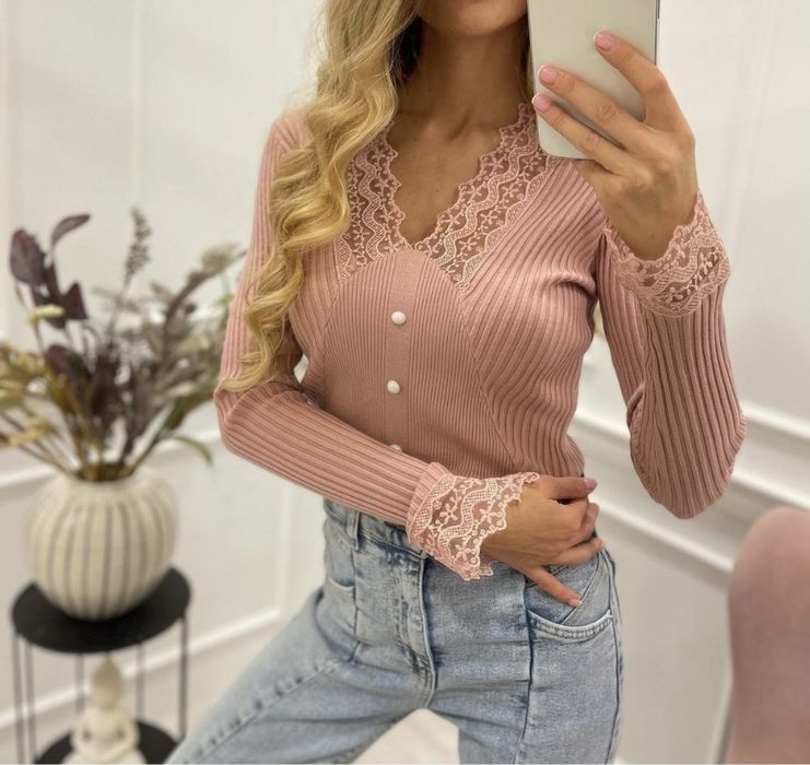 Блуза рипс с дантела