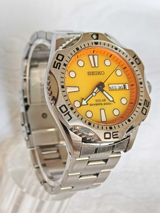 Супер Рядък Модел на SEIKO SOLAR DIVER'S V158 OAEO Оранжев Циферблат