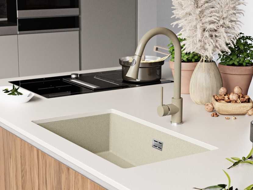 Гранитна Кухненска Мивка за Вграждане под Плот Лондон 80 - Бежова