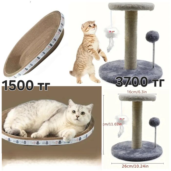 [Новая] Когтеточка - лежанка для кошек,  котят с игрушкой