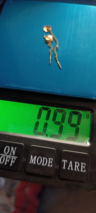 Золотые серьги гвоздики, подвески, Россия, проба 585 вес 1 гр, р 7 см