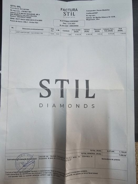 Lănțișor aur roz designer