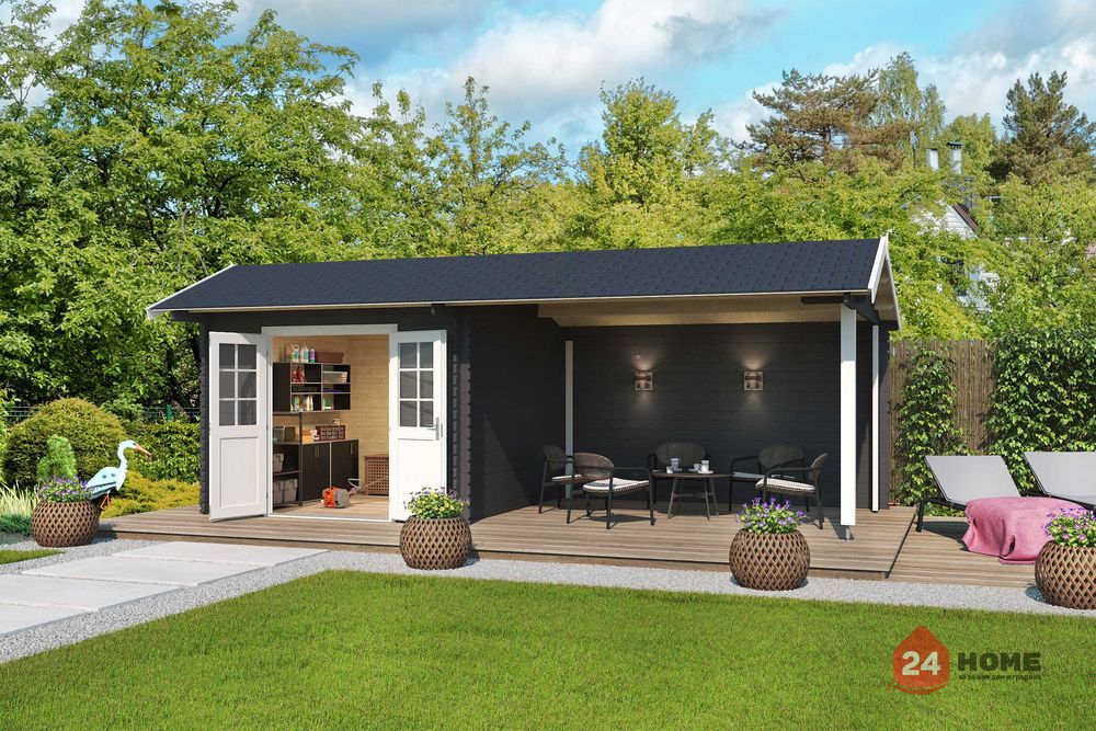 Градинска дървена къща New York 6.8х3м, 34 мм Смърч