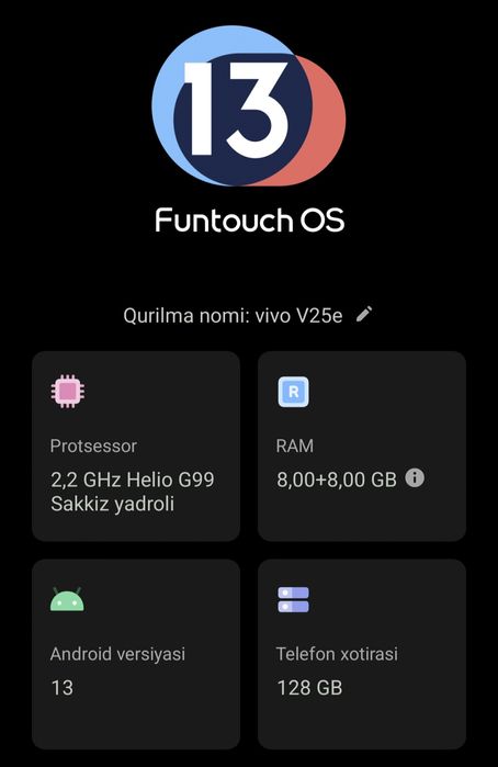 Vivo v25e .  zoʻr tel