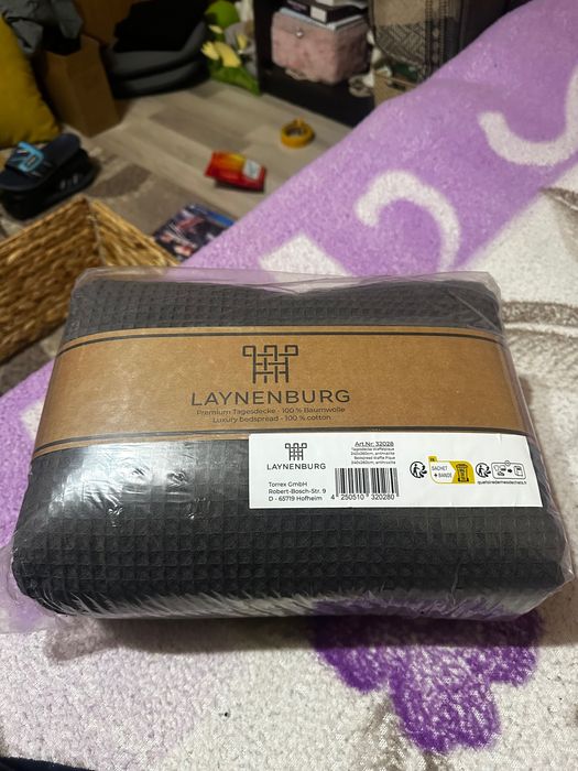 Laynenburg Cuvertura de pat mare 100% bumbac nou, sigilat