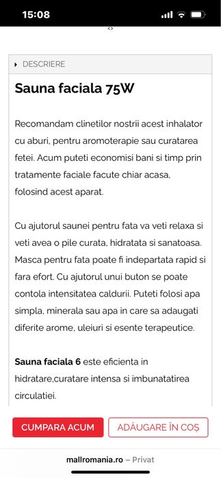 Aparat facial cu abur