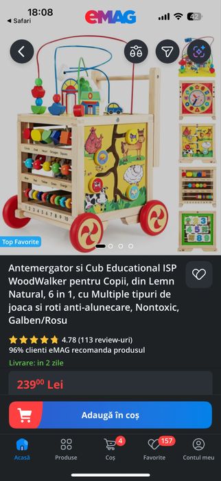 Cub educational din lemn