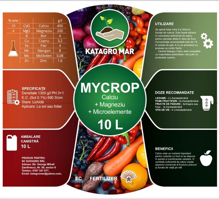 Vând CALCIU+MAGNEZIU+MICROELEMENTE  200 lei  canistra 10 lt