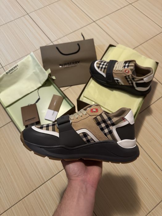 Adidasi Burberry piele naturala full box