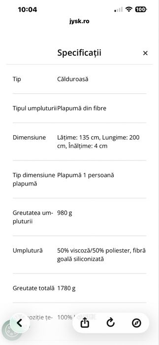 Pilotă nouă, 135 x 200 cm