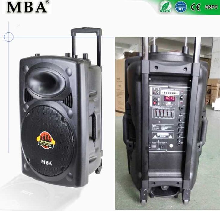 15'' Мощна караоке тонколона MBA F-15W с акумулатор, Bluetooth, FM,