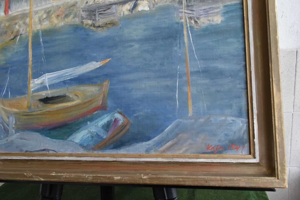 Стара авторска картина с маслени бои от 1941 г.