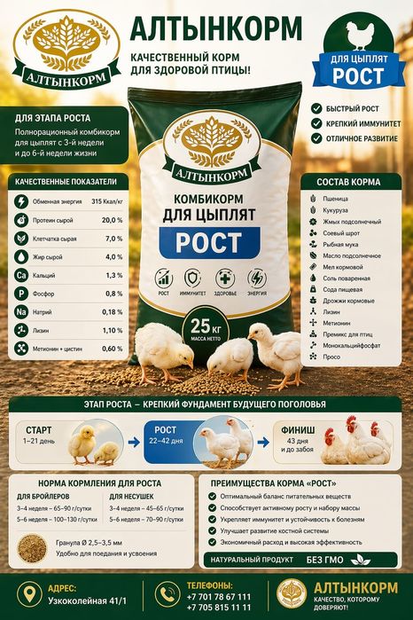 Корм для птиц старт, рост, финиш