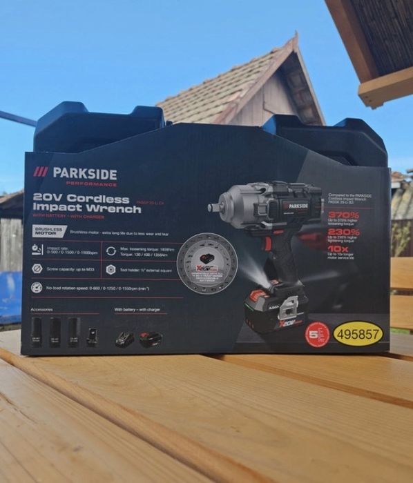 Cheie cu Impact Parkside Performance + Baterie de 4Ah + Incarcator