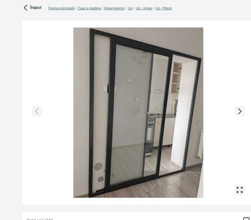 Vând ușă culisanta din aluminiu și sticla,cu design modern,potrivită pentru apartament,casa,birou sau spatii comerciale