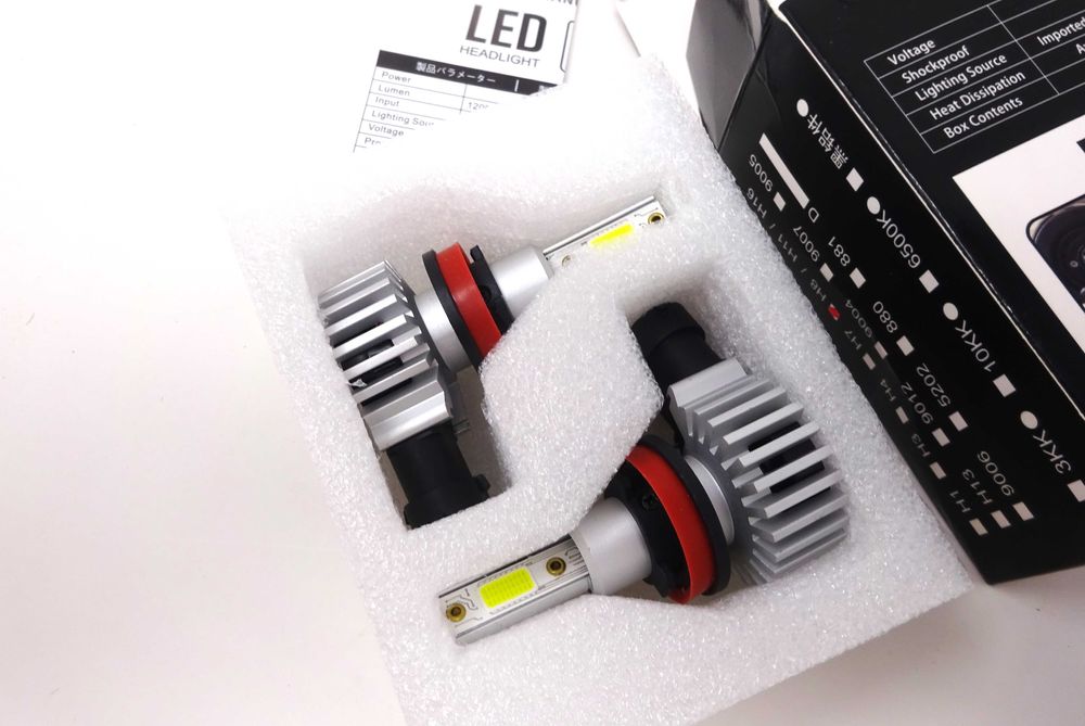 2 бр. LED лампи H8, 2 х 6000 ЛМ, водоустойчиви IP65