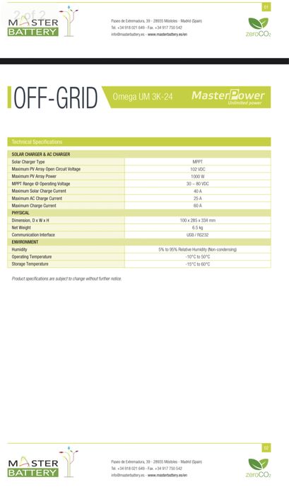 Хибриден инвертор Master power 3Kw MPPT