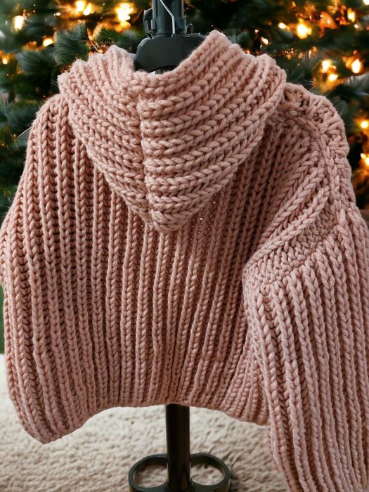 Cardigan gros cu gluga