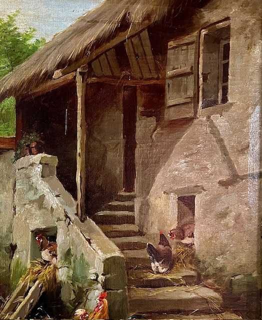 SUPERB,de COLECTIE! Tablou F, f vechi >100 ani, u/pz semnat, cca 90x75