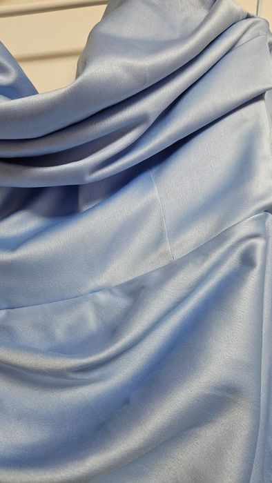 Rochie baby blue albastră de satin  mărime S cu corset