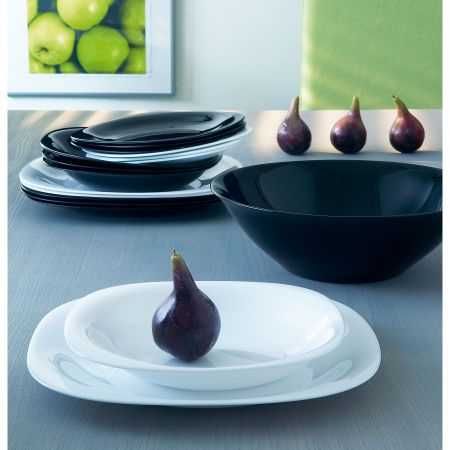 Set Serviciu de masă Luminarc Carine, compus din 19 piese, Alb / Negru