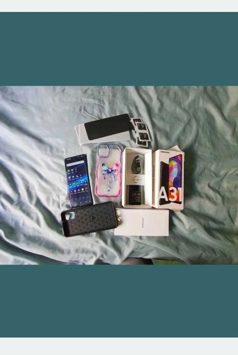 Pachet Complet: Telefon Samsung Galaxy A31 +2 Huse +5 Folii+Incarcator