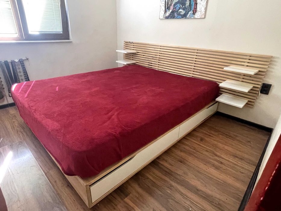 MANDAL Ikea легло с горна табла + матрак 160x202 см