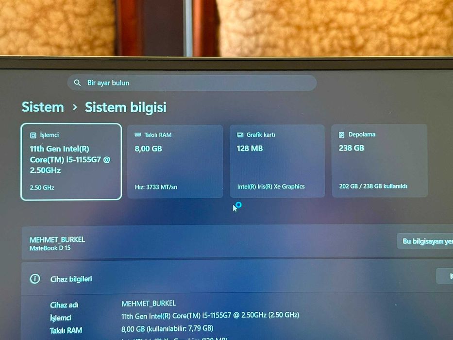 Huaweı Matebook D15 İ5 Laptop