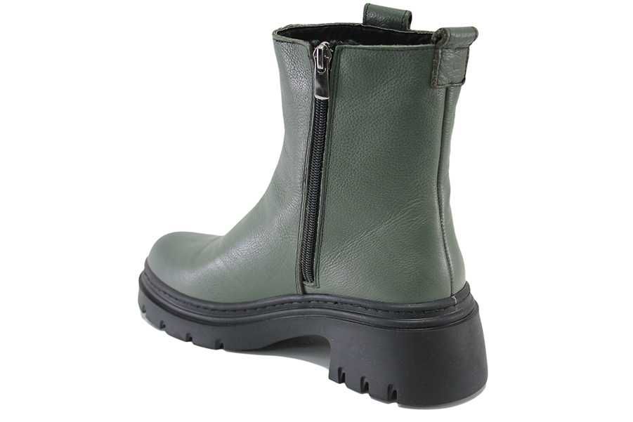 Зелени дамски боти - естествена кожа