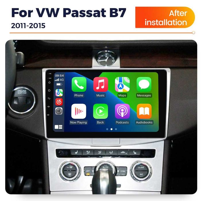 Navigatie Android 14 Vw Passat B6 B7 CC Waze CarPlay YouTube + Camera