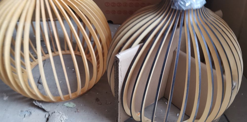 Дизайнерска лампа от шперплат висяща пампа Ф35 см Е27