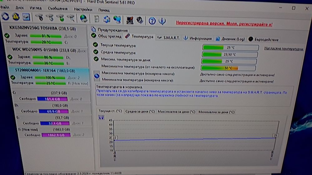 Хард диск HDD 2TB 3.5" Seagate 100% здраве, sata3