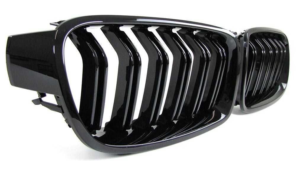 Grila dubla sport tuning BMW F30 F31 M LOOK negru lucios NOU