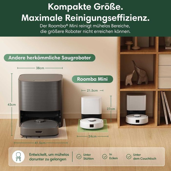 iRobot Roomba Mini робот прахосмукачка и моп + докинг станция AutoEmpty, 7000 Pa