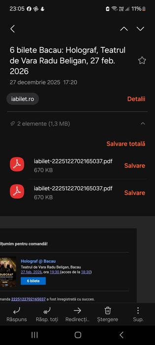 2 Bilete Holograf, 27 februarie 2026