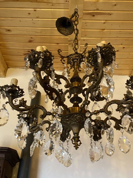 Candelabru bronz/cristal