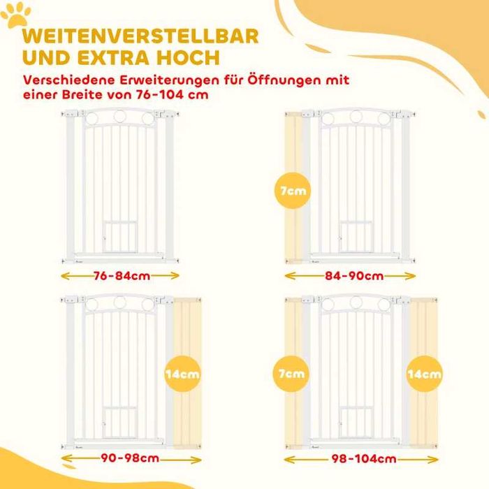 PawHut Врата за домашни любимци с височина 106 см и регулируема ширина